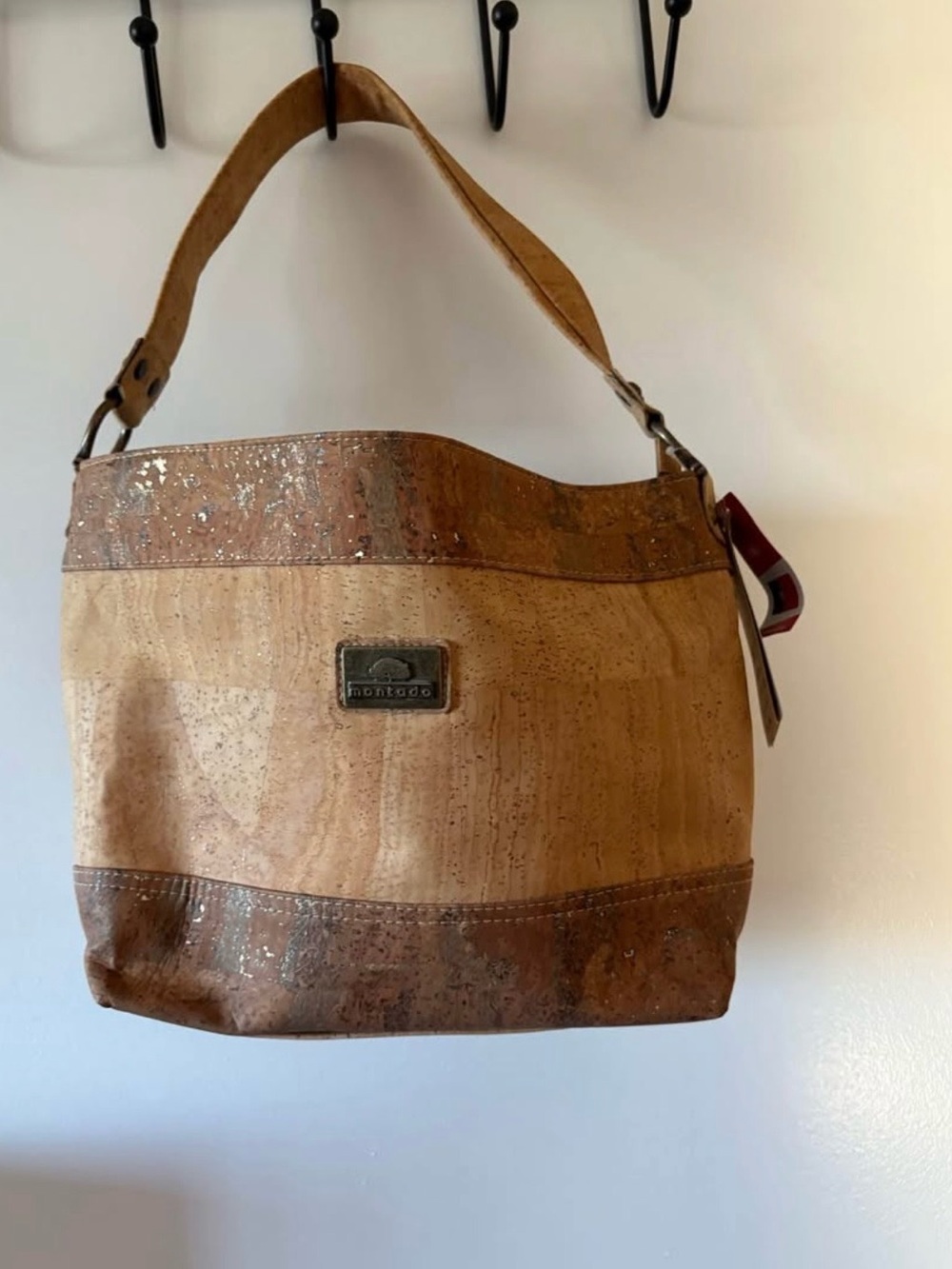 Cork-Trim Hobo Bag in Tan